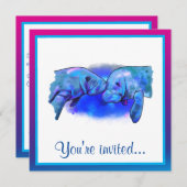 Manatees Happy Birthday Einladung (Vorne/Hinten)