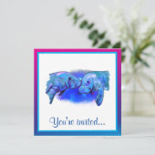 Manatees Happy Birthday Einladung (Stehend Vorderseite)