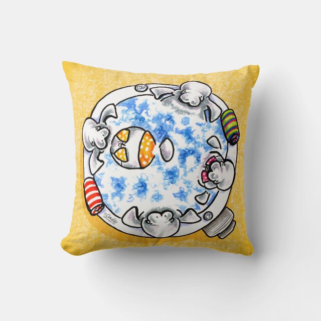 Manatees Hot Tub Fun Off-Leash Art™ Kissen (Vorderseite)