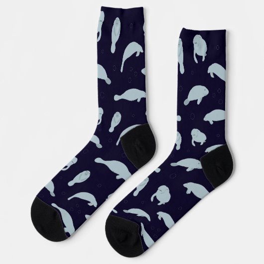 Manatees Niedlich Cartoon Socken (Linkes Detail)