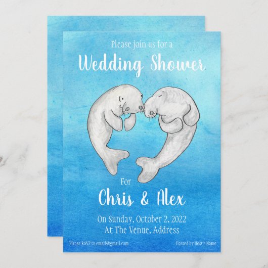 Manatees Polterabend Einladung (Vorne/Hinten)