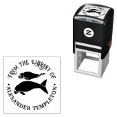 Manatees Silhouette Round Library Book Name Permastempel (Beispiel)