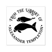 Manatees Silhouette Round Library Book Name Permastempel (Design)