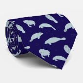 ManateSea Cow Blue Gemustert Krawatte (Gerollt)
