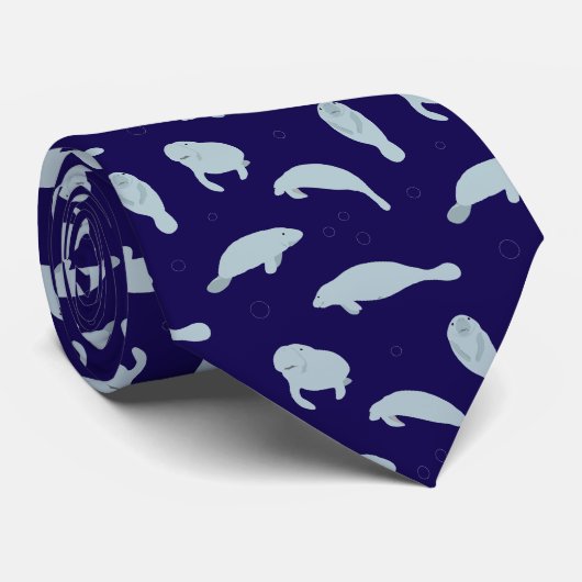 ManateSea Cow Blue Gemustert Krawatte (Gerollt)
