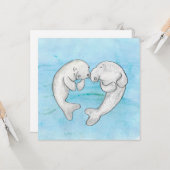 Manateure in Liebe-Flachkarte Karte (Vorderseite/Rückseite Beispiel)