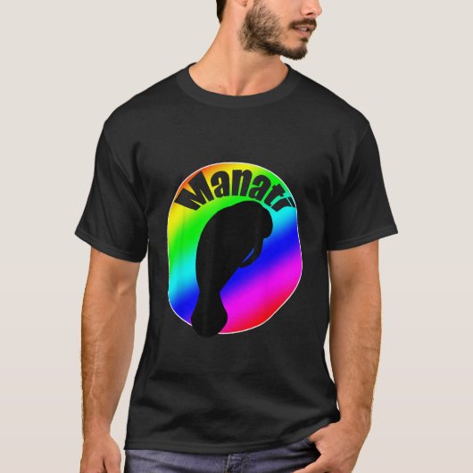 Manati Sea Cow in Rainbow with Lettering T-Shirt (Vorderseite)