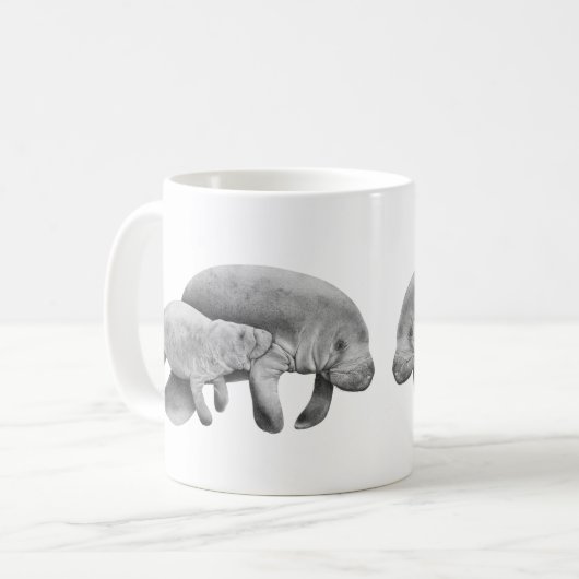 Manatis-Mutter mit der Kalb-Tasse Kaffeetasse (Vorderseite Links)