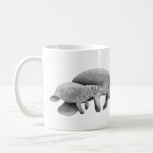 Manatis-Mutter mit der Kalb-Tasse Kaffeetasse (Links)