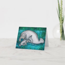 Manatis-Mutter und Welpe Notecard Karte