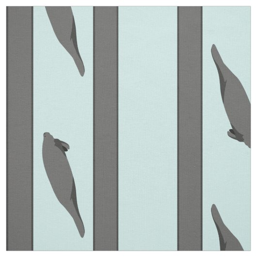 Manatis Stripes graues aquamarines Gewebe Stoff (Muster)