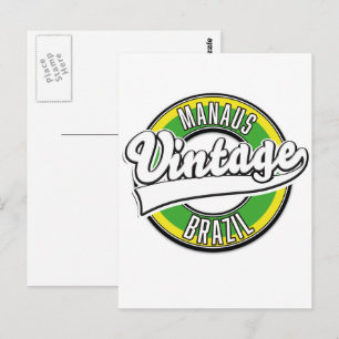 Manaus Brasilien Vintage-Logo Postkarte