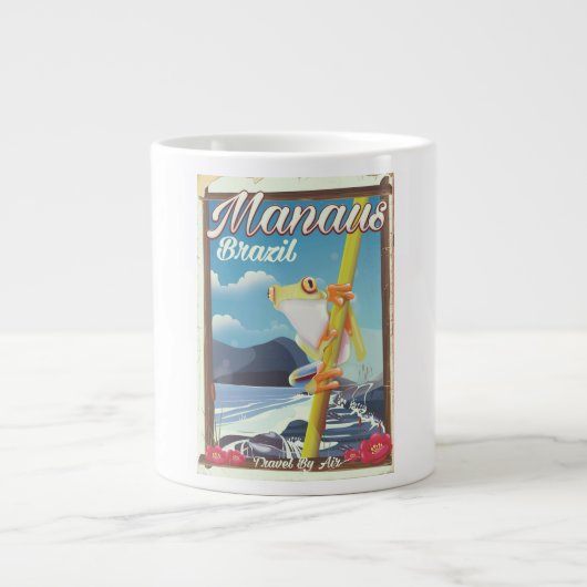 Manaus Brazil Vintage Reiseplakat Jumbo-Tasse (Vorderseite)