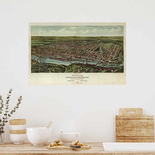 Manayunk Wissahickon Roxborough PA Luftkarte Poster (Küche)