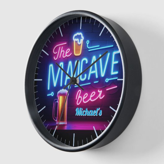 Mancave Bar Clock Neon Beer Individuelle Name Vate Uhr (Winkel)