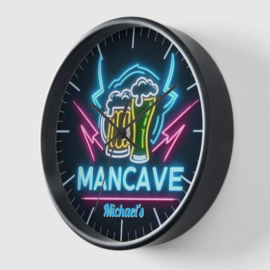 Mancave Bar Clock Neon Beer Individuelle Name Vate Uhr (Winkel)