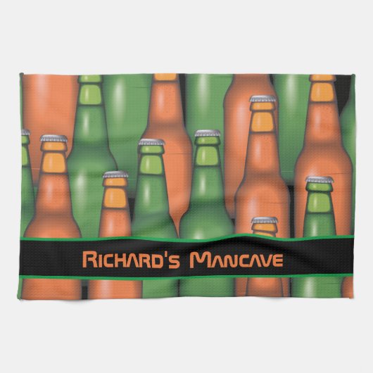 Mancave Beer Custom Personalisiert Bar Geschirrtuch (Horizontal)