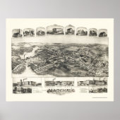 Manchaug, MA Panorama Karte - 1891 Poster (Vorne)