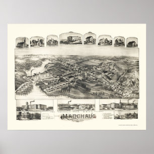 Manchaug, panoramische Karte MAs - 1891 Poster