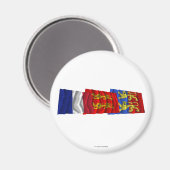 Manche-, Basse-Normandie- und Frankreich-Flaggen Magnet (Vorderseite/Rückseite)