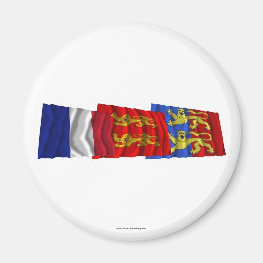 Manche-, Basse-Normandie- und Frankreich-Flaggen Magnet (Vorne)