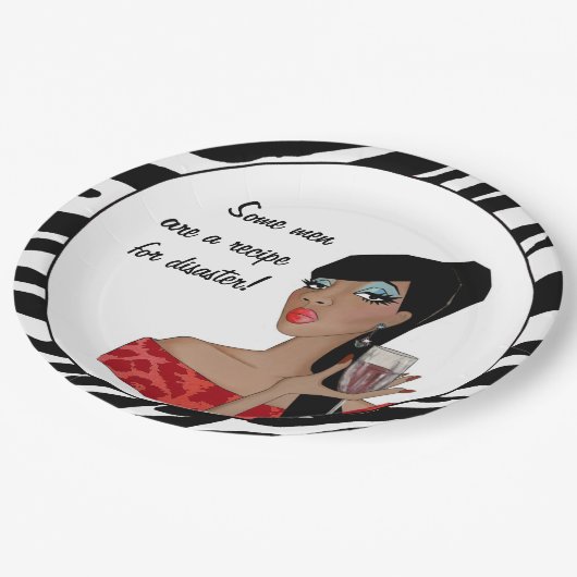 "Manche Männer sind ein Rezept für Desaster!" Pappteller (Schrägansicht)