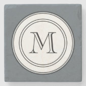 Manche Monogramm-Marmor-Untersetzer Steinuntersetzer (Vorderseite)