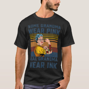 Manche Oma tragen rosa wirkliche Oma mit Tinte Gra T-Shirt
