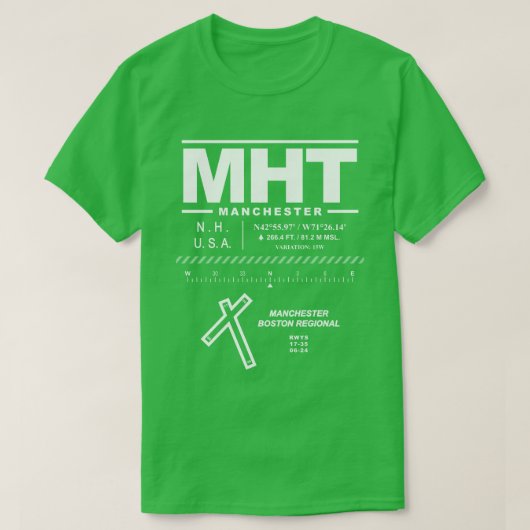 Manchester-Boston Regional Airport MHT T-Shirt (Design vorne)