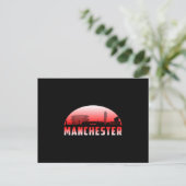 Manchester City Cityscape Skyline Funny Gift Idee Postkarte (Stehend Vorderseite)