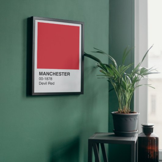 Manchester Devil Red - White Border Poster