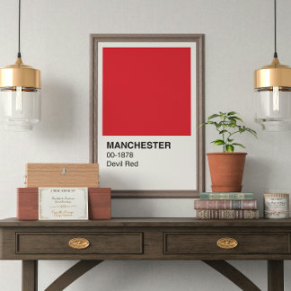 Manchester Devil Red - White Border Poster