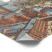 Manchester England Aquarell-Illustration Poster (Ecke)