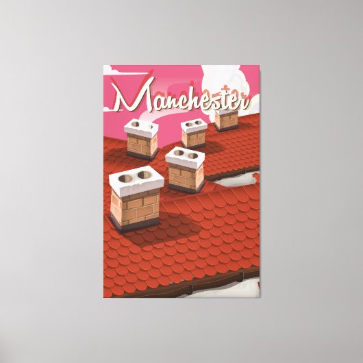 Manchester, England Cartoon Reiseplakat Leinwanddruck (Vorderseite)