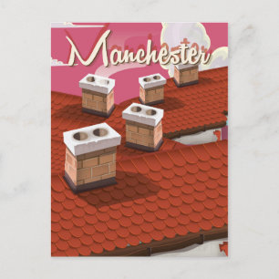 Manchester, England Cartoon Reiseplakat Postkarte