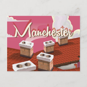 Manchester, England Cartoon Reiseplakat Postkarte