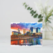 Manchester England City Panorama View Postkarte (Stehend Vorderseite)