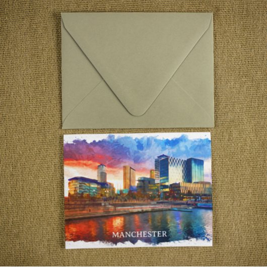 Manchester England City Panorama View Postkarte