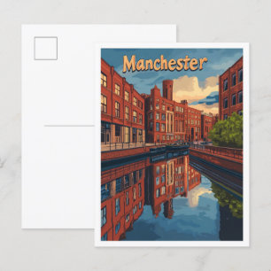 Manchester England Kunst Vintage Reiseillustration Postkarte