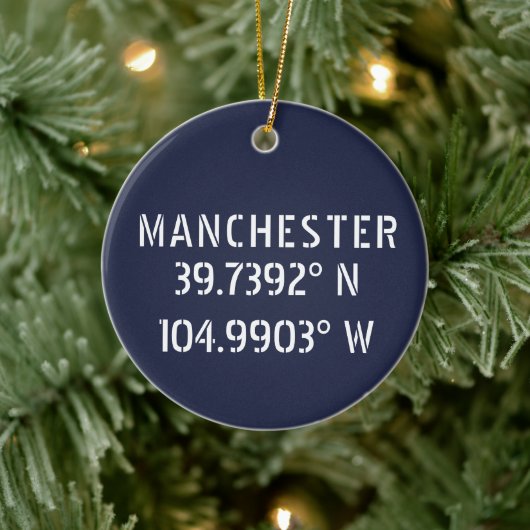 Manchester England Latitude Longitude Keramik Ornament (Baum)