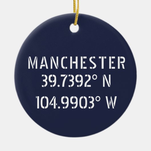 Manchester England Latitude Longitude Keramik Ornament (Vorne)