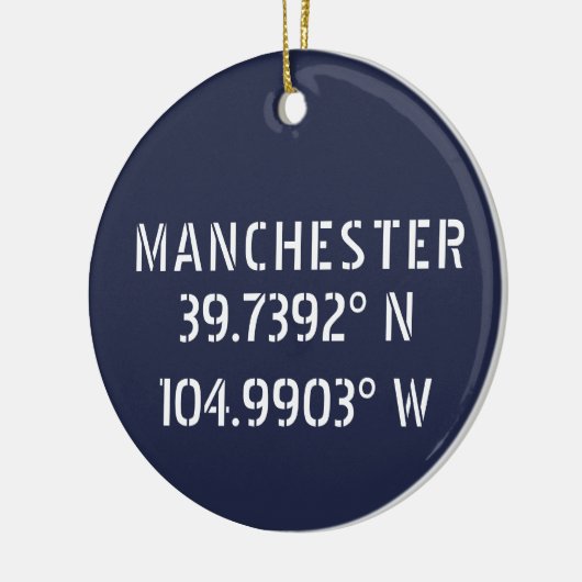 Manchester England Latitude Longitude Keramik Ornament (Links)