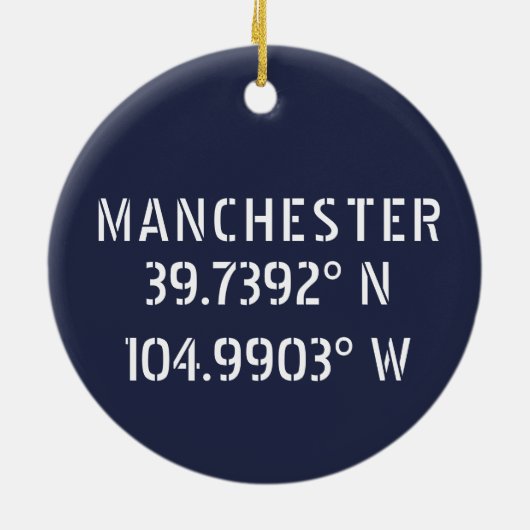 Manchester England Latitude Longitude Keramik Ornament (Hinten)