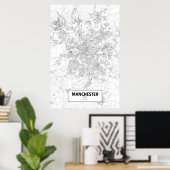 Manchester, England (schwarz auf weiß) Poster (Heimbüro)