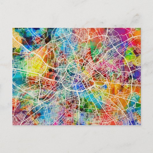 Manchester England Street City Map Postkarte (Vorderseite)