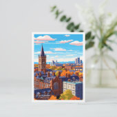 Manchester England Vintage Illustration Postkarte (Stehend Vorderseite)