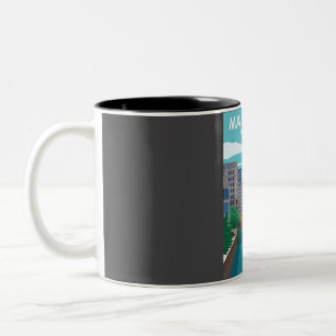 Manchester England Vintage Minimal Retro Reise Po Zweifarbige Tasse