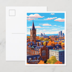 Manchester England Vintage-Reiseillustration Postkarte