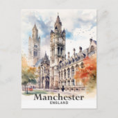Manchester England Watercolor Painting Travel Postkarte (Vorderseite)