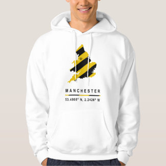 Manchester GPS-Koordinaten Bee Map Hoodie